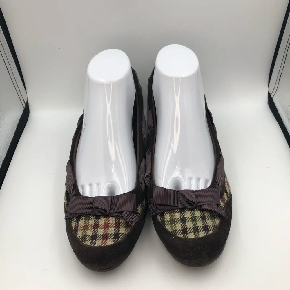 Sperry Brown Wedge Tweed Shoes Sz 8.5